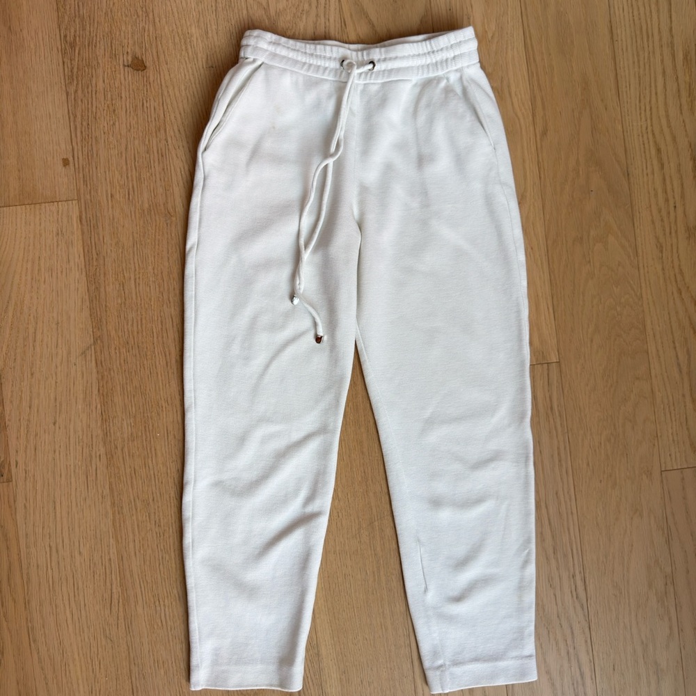 Massimo Dutti White Textured Pants